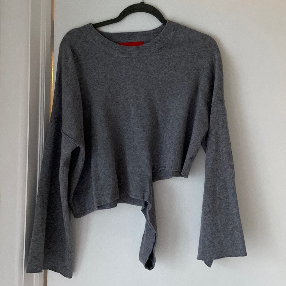 grey cutout sweater